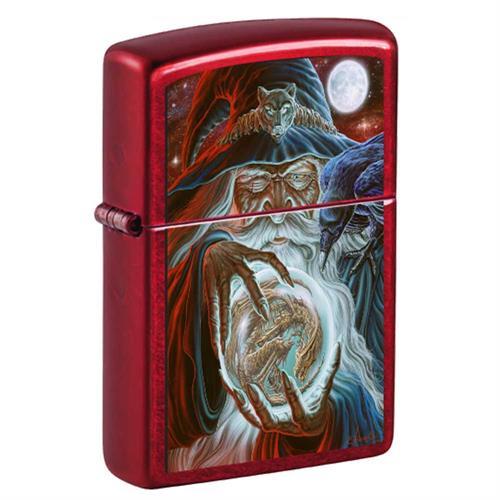 Ed Beard Wizard Candy Apple Red Zippo Lighter - Black Ball Corp Exclusive image