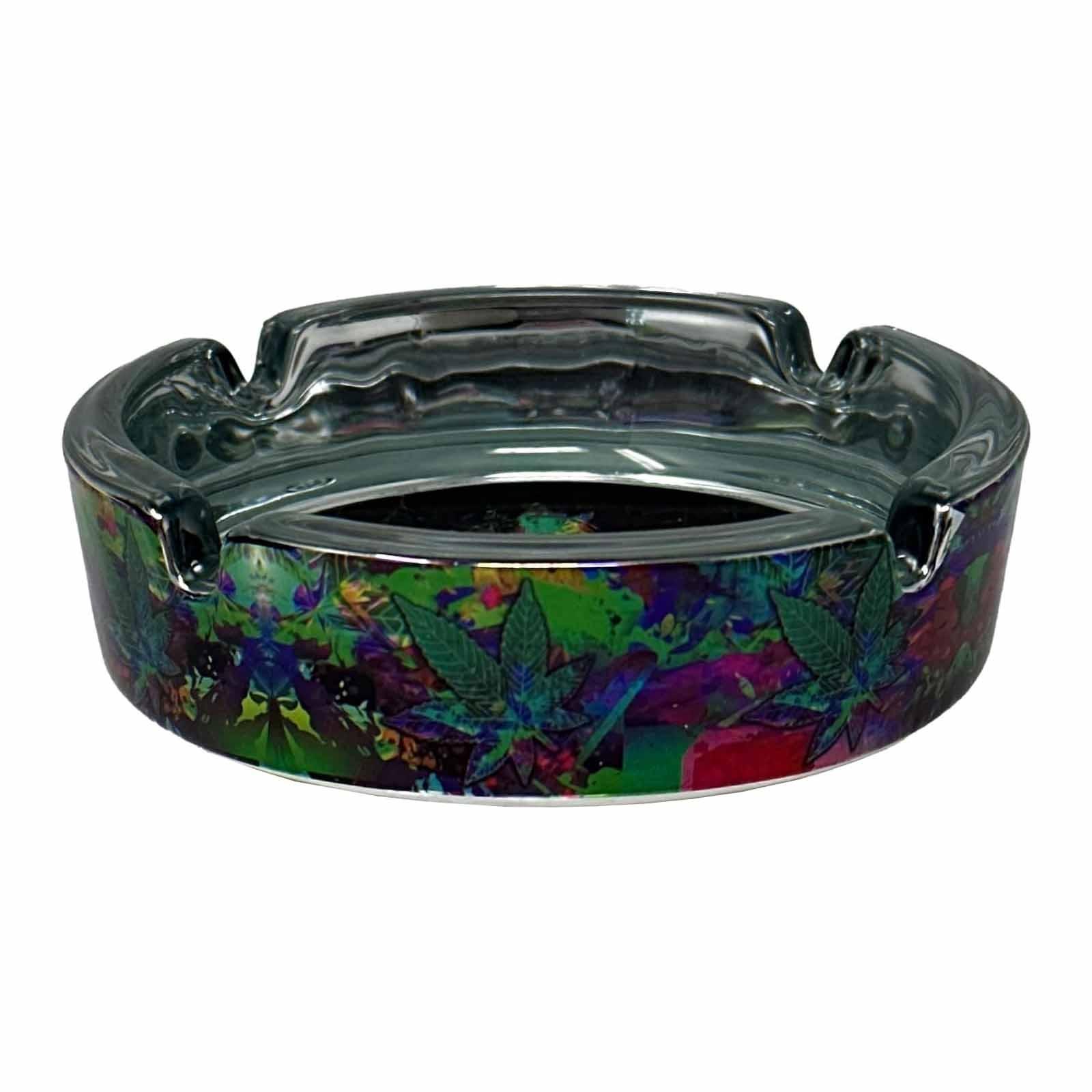 Psychedelic Leaf Glass Novelty Ashtray - 4.25" Diameter - 3 pack image