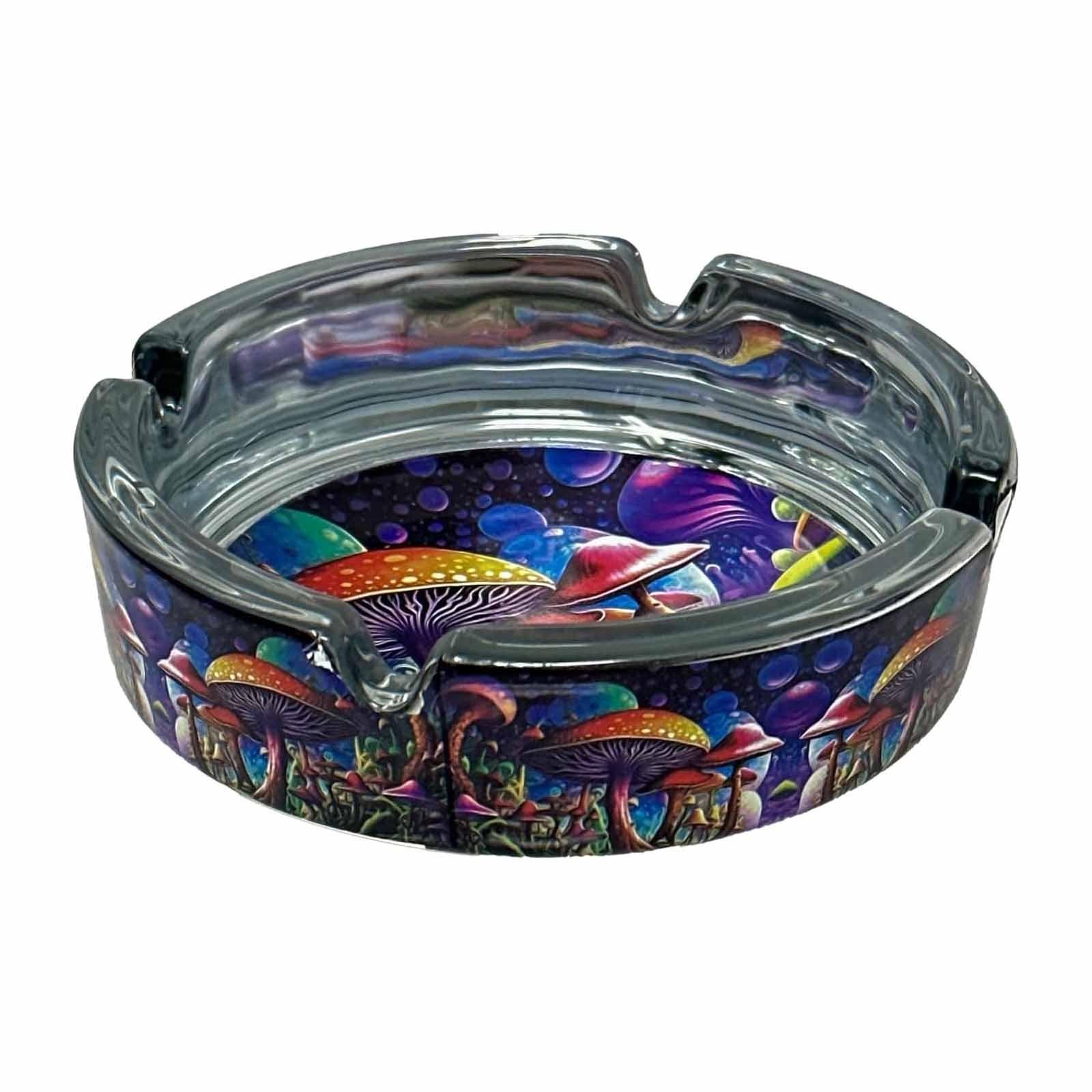 Psychedelic Mushroom Glass Novelty Ashtray - 4.25" Diameter - 3 pack image