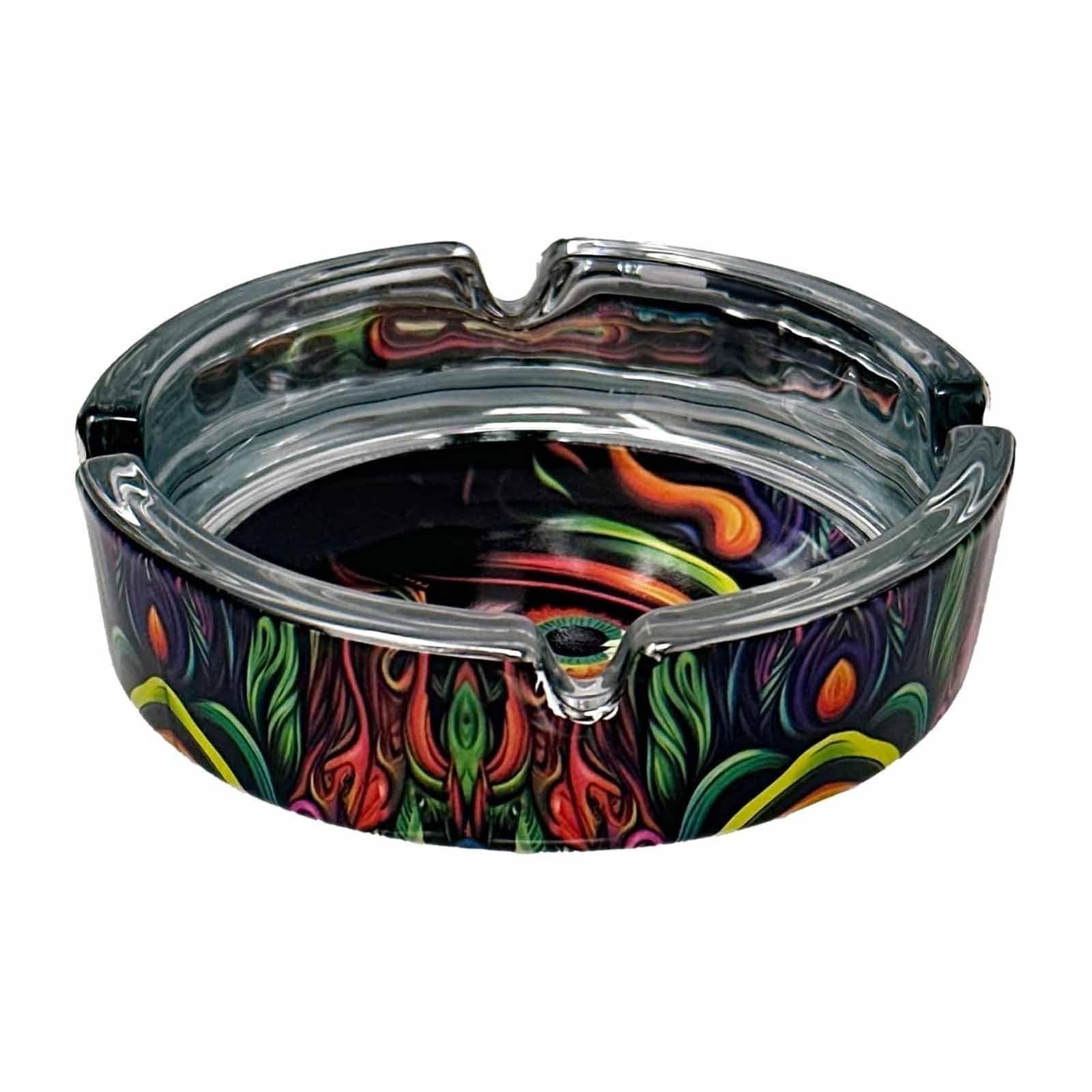 Psychedelic Eyeball & Leaves Glass Novelty Ashtray - 4.25" Diameter - 3 pack image
