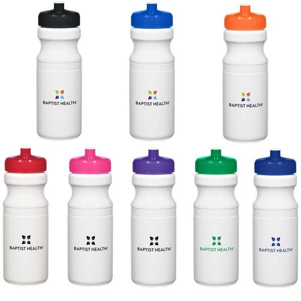 Poly-Clearâ„¢ 24 Oz. White Fitness Bottle With Custom Imprint image