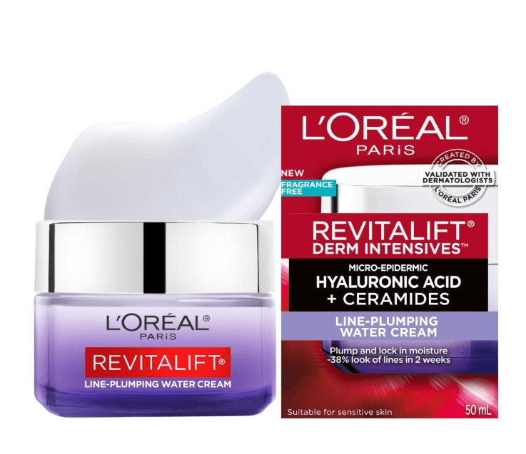 L'Oreal Revitalift Derm Intensives Micro-Hyaluronic Acid + Ceramides Line-Plumping Water Cream