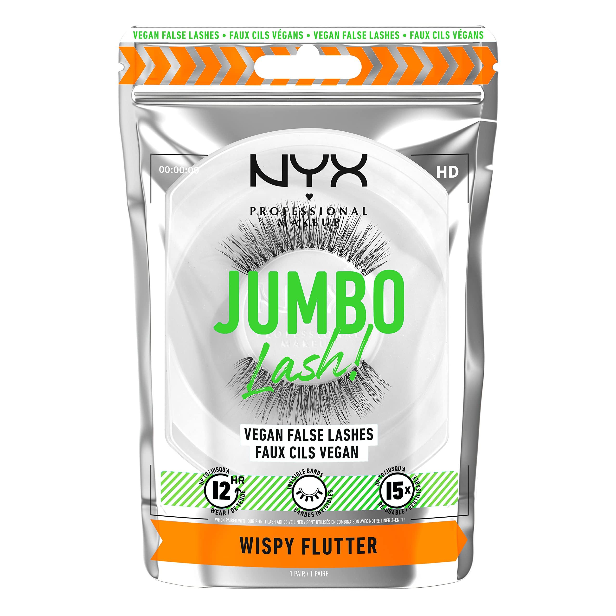 NYX PROFESSIONAL MAKEUP Jumbo Lash! Vegan False Eyelashes, Up to 12HR Wear, Reusable Fake Lashes - Wispy Flutter image