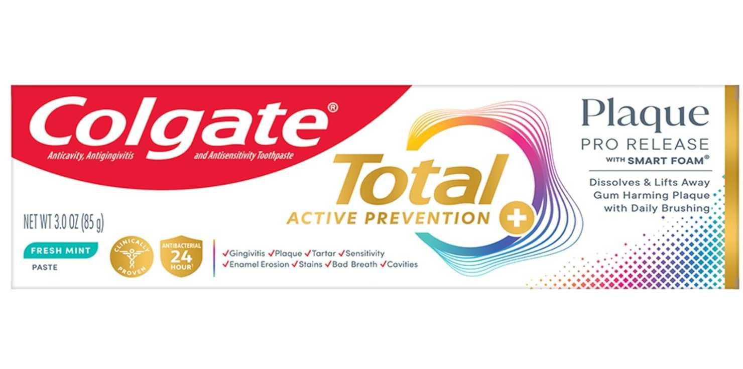 Colgate Total Plaque Pro Release Fresh Mint Toothpaste, Anticavity Fluoride Toothpaste, Fights Plaque, Bad Breath, Tartar Buildup, and Helps Protect Teeth from Sensitivity, 3.0 oz image