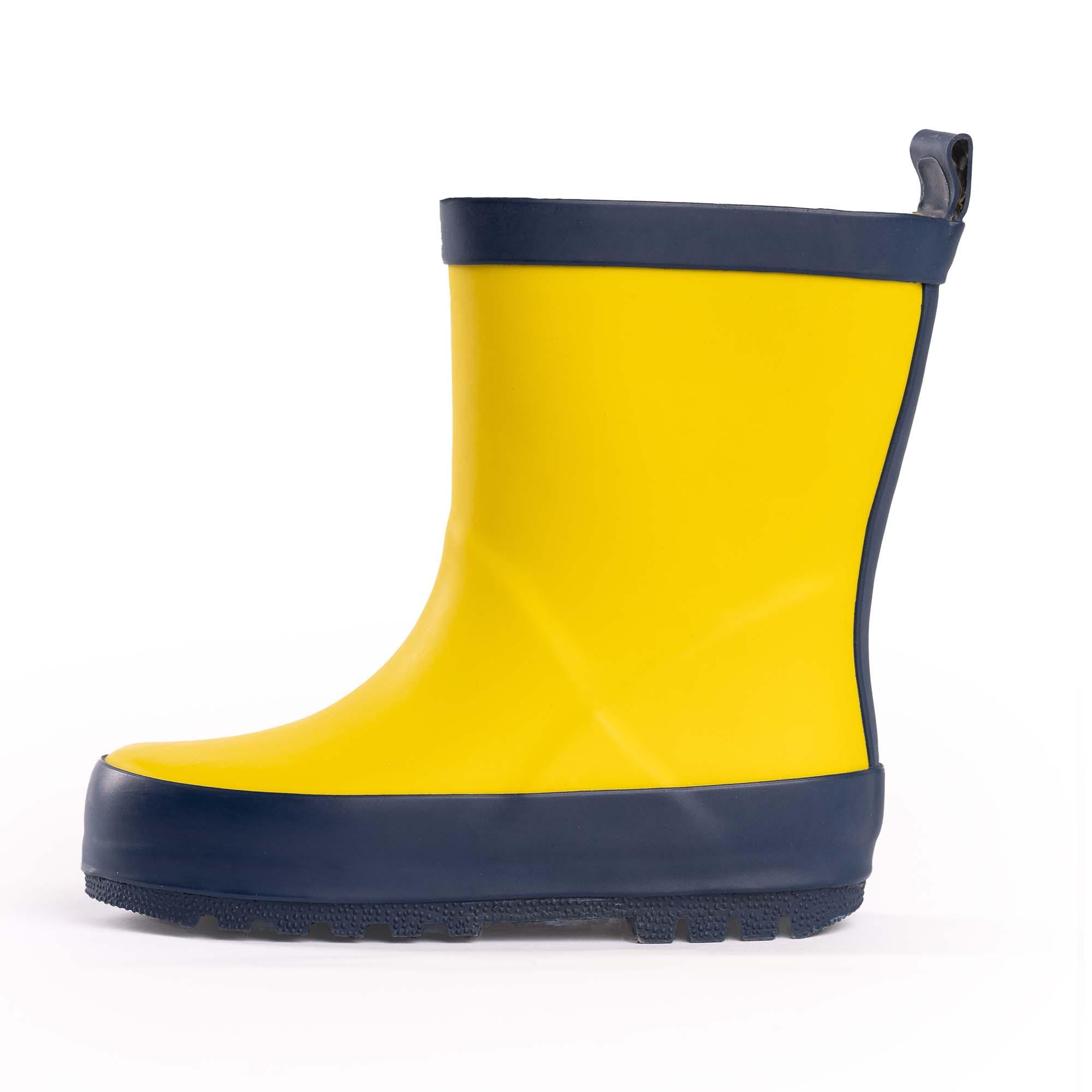 Norty Kids 11-3 Yellow Navy Rubber Rain Boot 16270 Prepack image