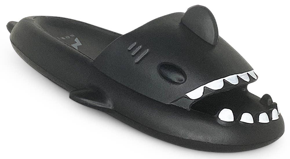Norty Mens Womens Unisex Black Cloud Shark Slipper C1260 image