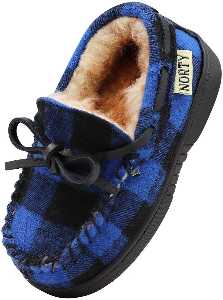 NORTY Tod Boys 6-10 Royal Blue Plaid Slippers 16983 Prepack image