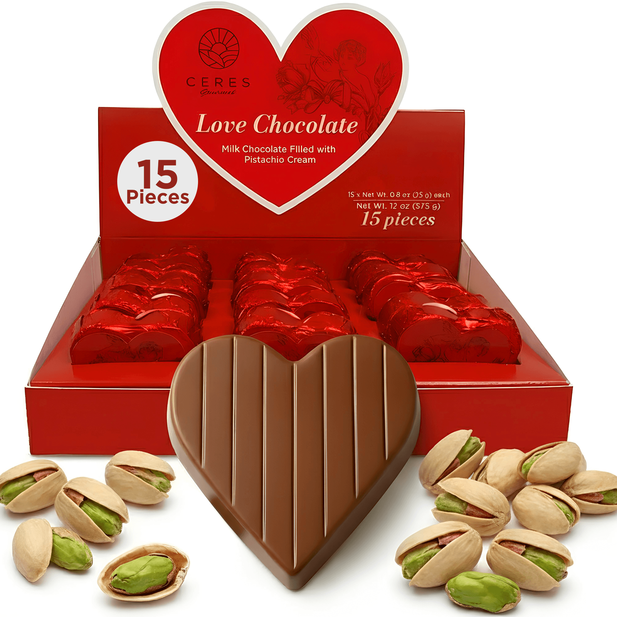 Mother's Day Dubai Chocolate Pistachio 15 Pcs - Heart-Shaped