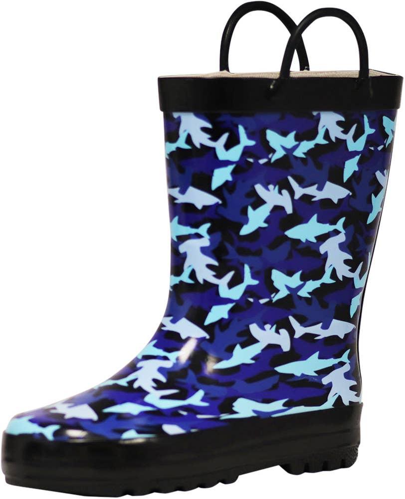 Norty Boys 11-3 Shark Camo Rubber Rain Boot 16245 Prepack image