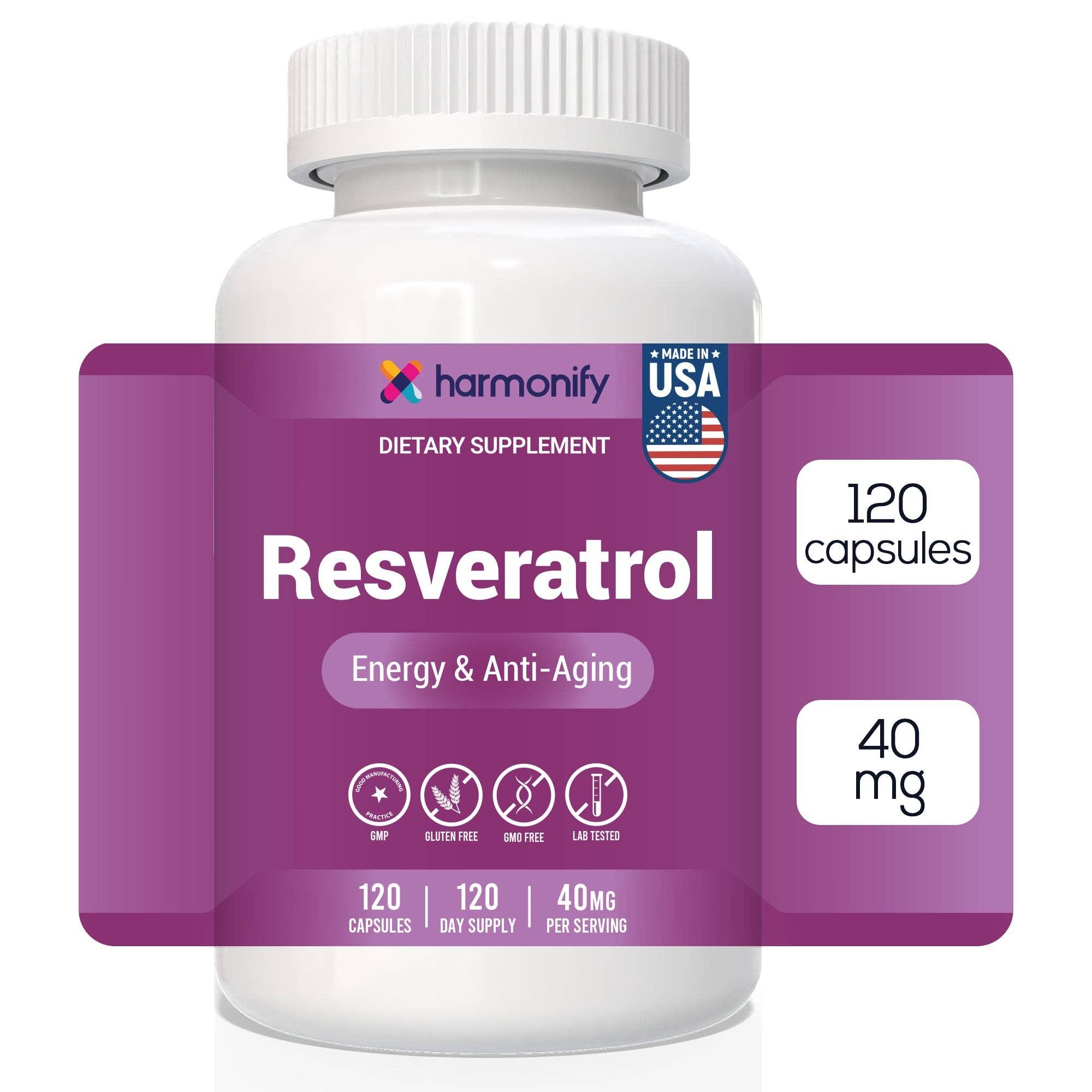 Resveratrol Supplement - Pure Trans-Resveratrol from Japanese Knotweed - Supports Energy & Anti-Aging - Potent Antioxidant - 120 Capsules for 120 Day Supply - Made in USA, Lab Tested image