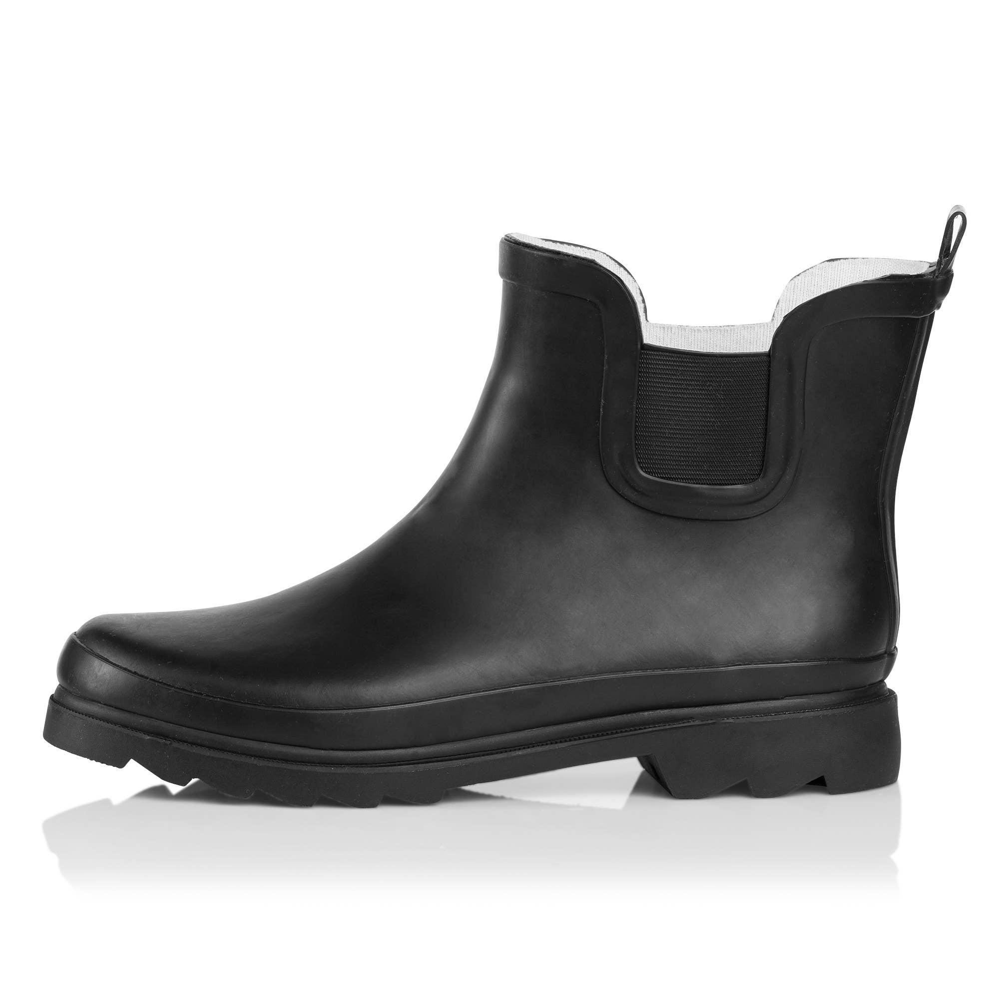 Norty Women 6 Chelsea Ankle Rain Boot Black Matte Prepack image