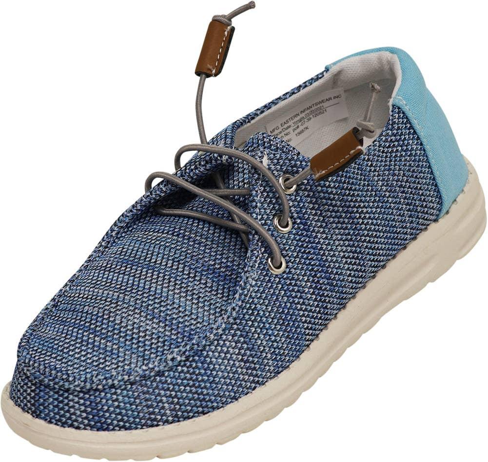 Norty Boys 11-4 Blue Lace Canvas Boat Shoes 15687K Prepack image