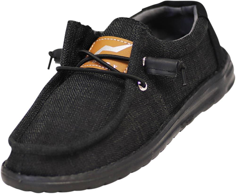 Norty Boys 11-4 Black Lace Canvas Boat Shoes 15665K Prepack image