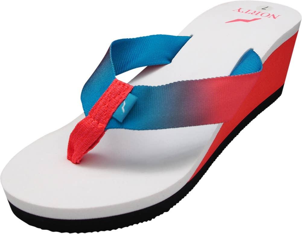 Norty Womens Sandal Flip Flop Wedge Turq Watermelon Prepack image