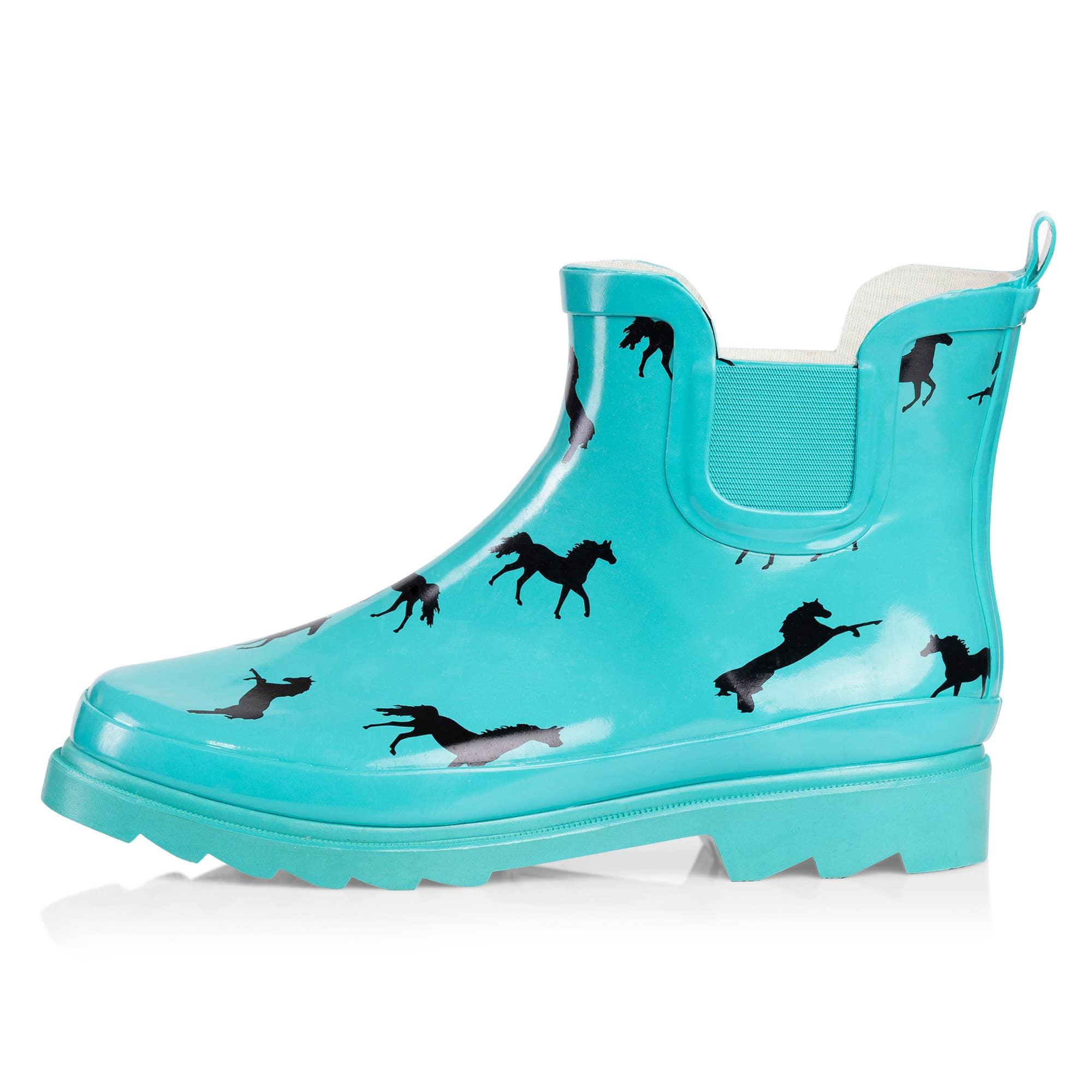 Norty Women 6 Chelsea Ankle Rain Boot Turq Horse Prepack image