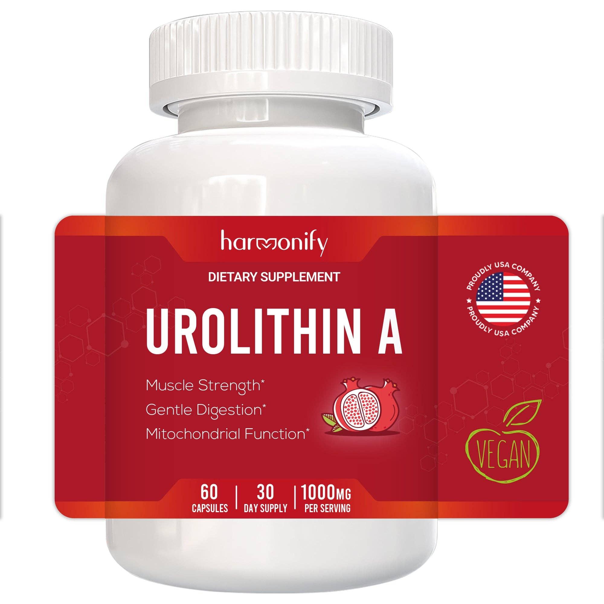 HARMONIFY Urolithin A Pro Capsules, 1000 mg, Pomegranate Extract, 60 Vegan Capsules, Non-GMO, Gluten-Free image