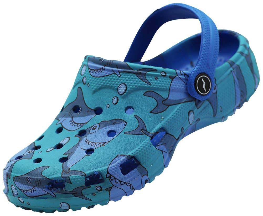Norty Kids Sizes 12 to 3 Clog Blue Shark C1081G Prepack image