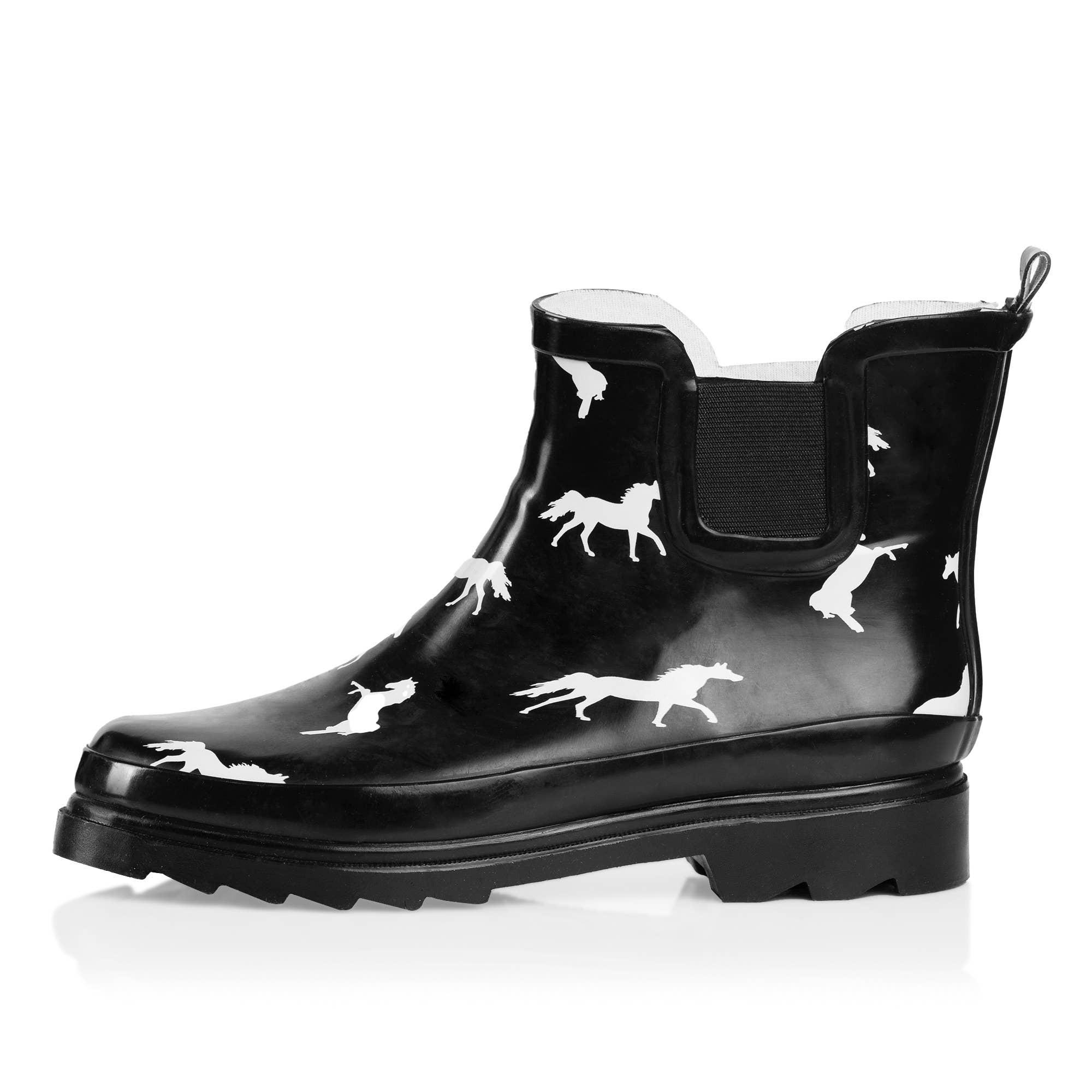 Norty Women 6 Chelsea Ankle Rain Boot Horse Prepack image