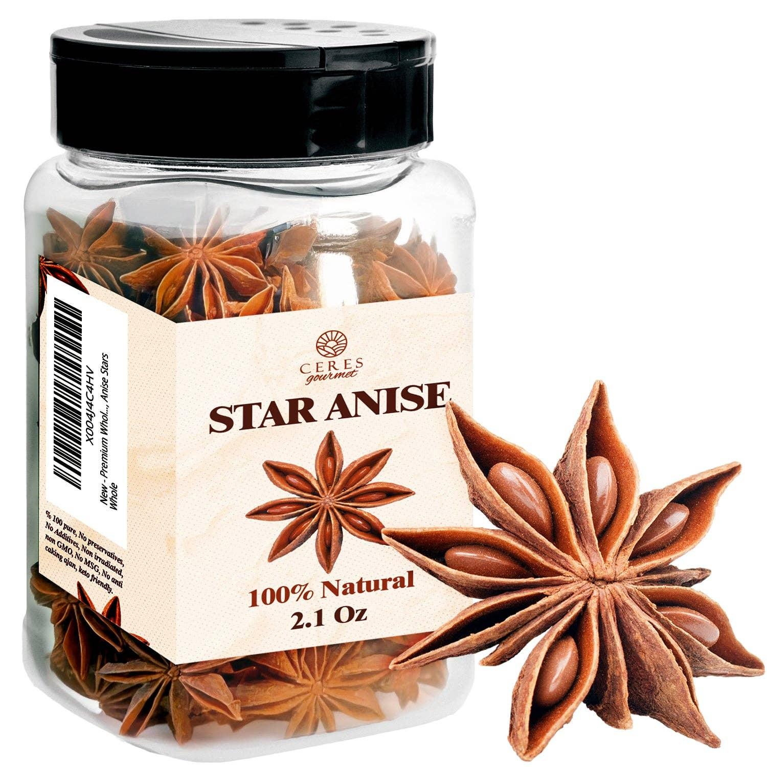 Whole Star Anise Pods - 2.1 oz, Perfect for Baking Spices, Cooking, Anise Tea and More