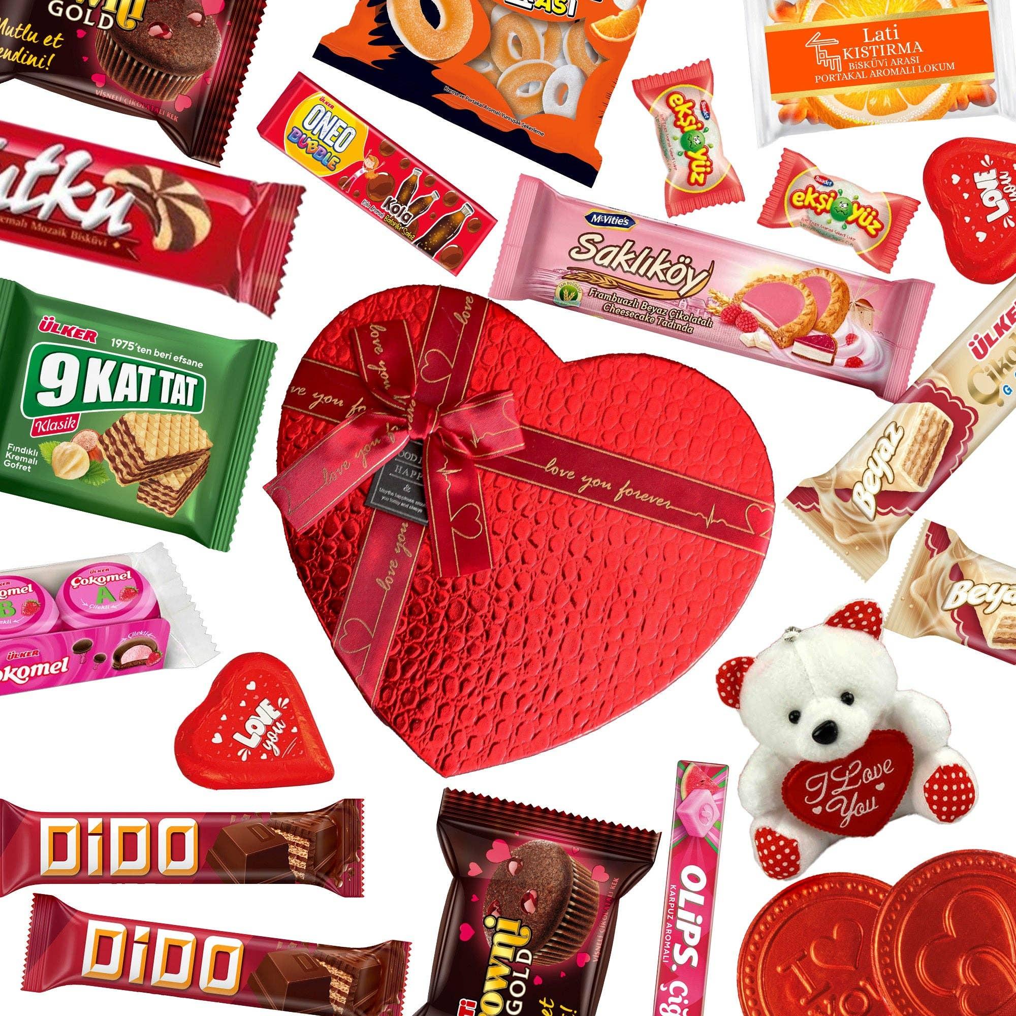 Heart Shaped International Snack Box for Loved Ones, Valentine Days Snack Box for Lovers and Couples image