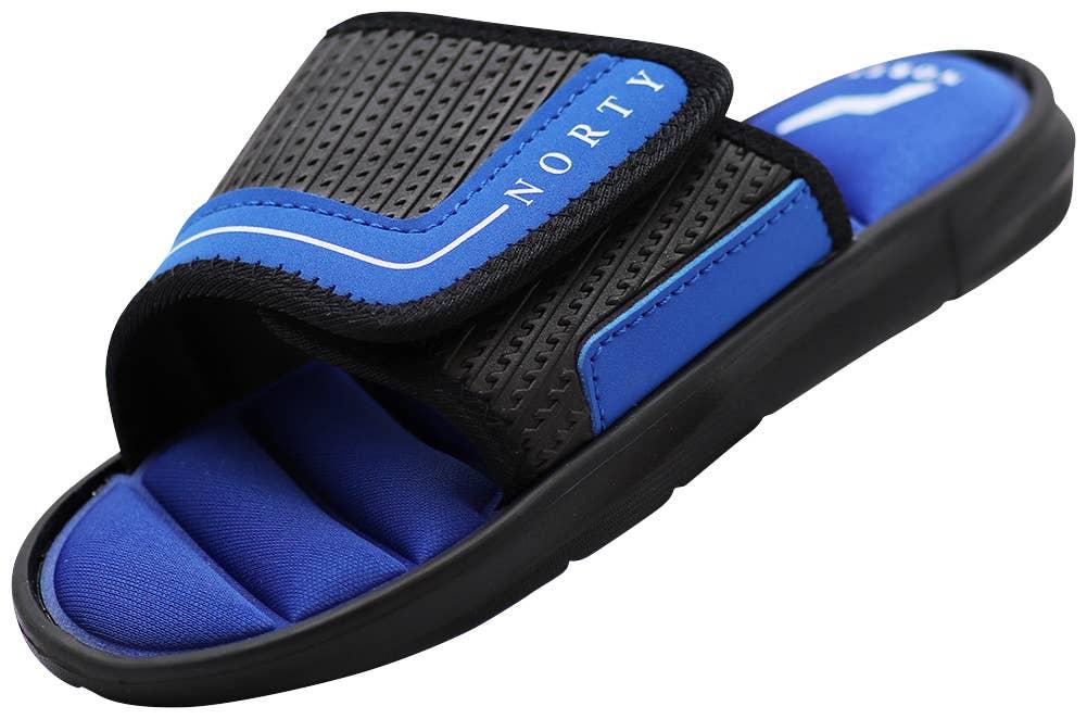 Norty Boys 11-4 Black Royal Memory Foam Slides 12151 Prepack image