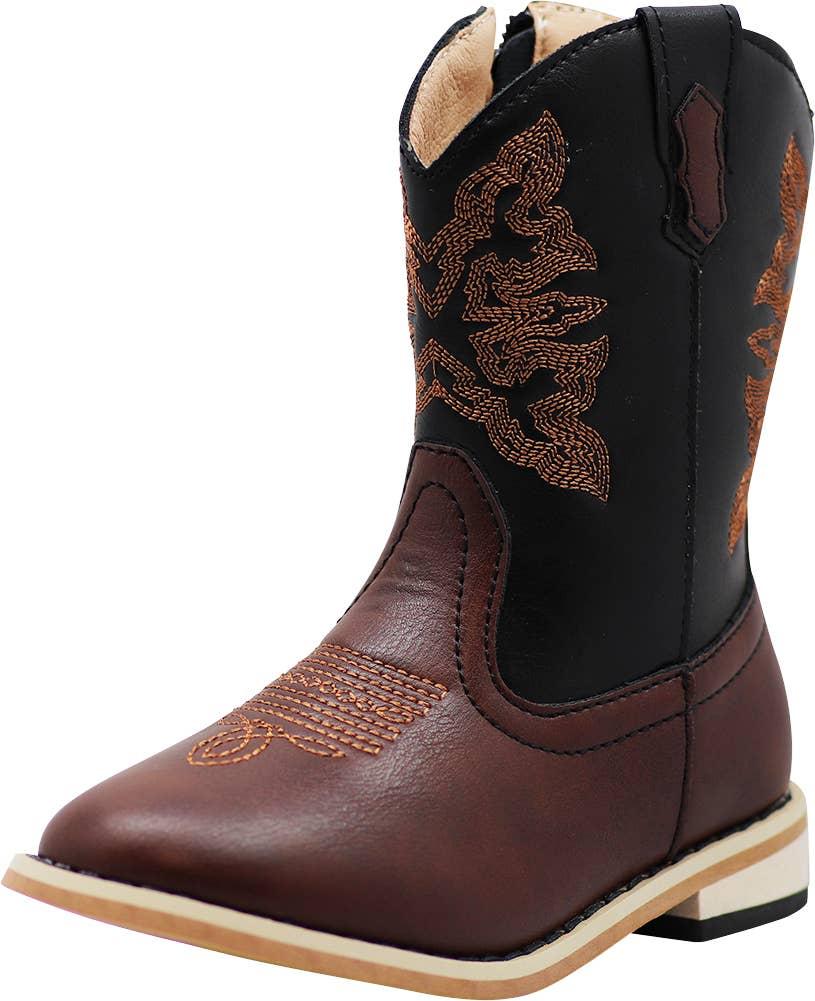 Norty Kids 11-3 Black/Brown Cowboy Boot 80012 Prepack