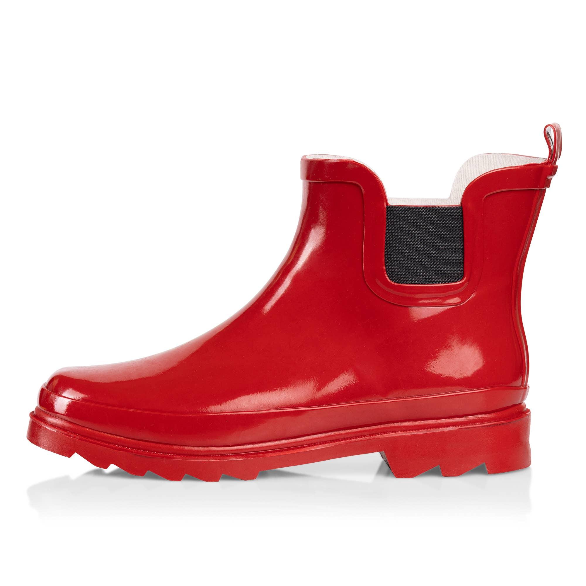 Norty WOMEN 6 CHELSEA ANKLE RAIN BOOT RED Prepack image