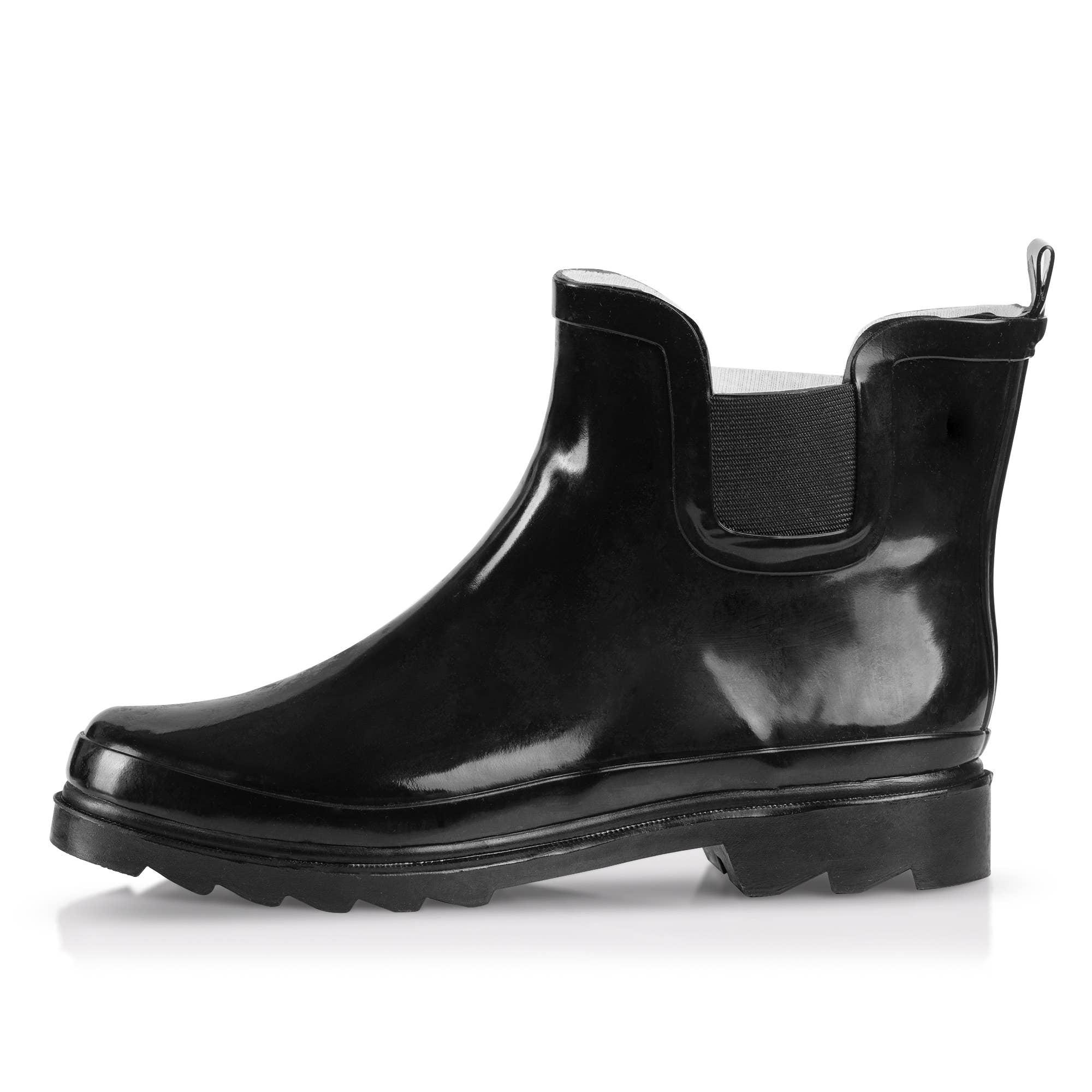 Norty Women 6 Chelsea Ankle Rain Boot Black Prepack image