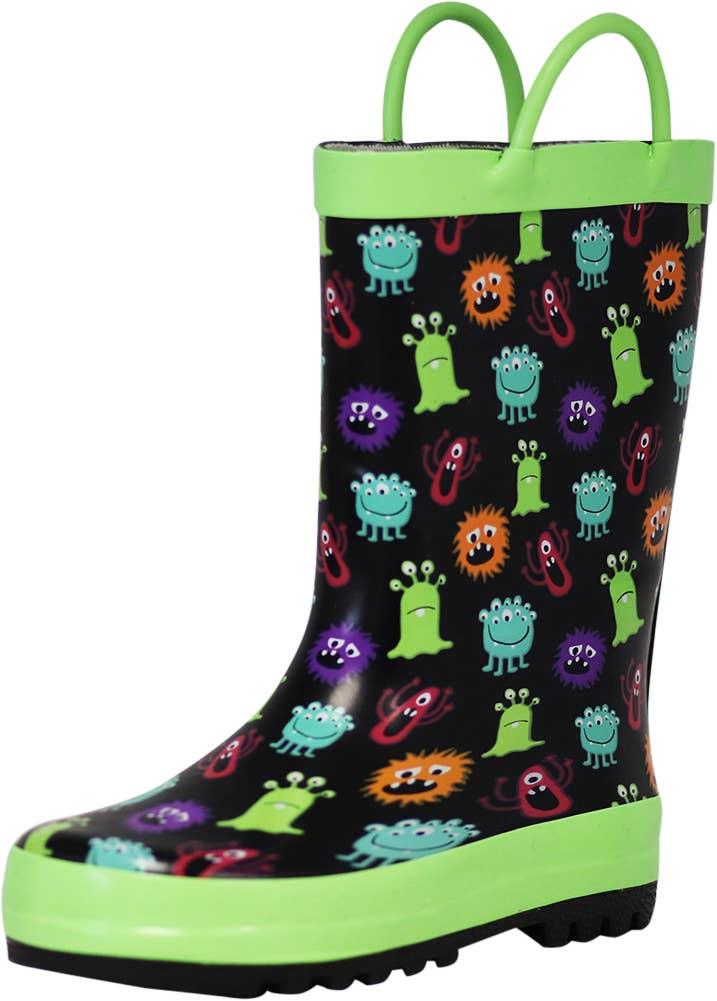 NORTY Tod Boys 6-10 Black Monsters Rain Boot 16209 Prepack image