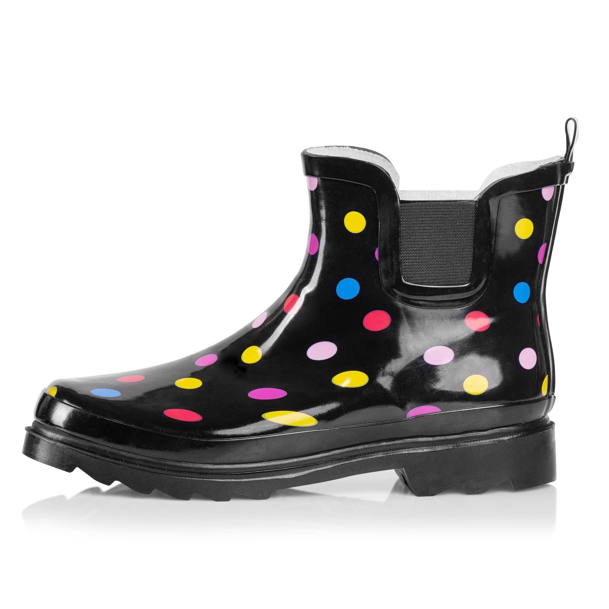 Norty Women 6 Chelsea Ankle Rain Boot Multi Dot Prepack image