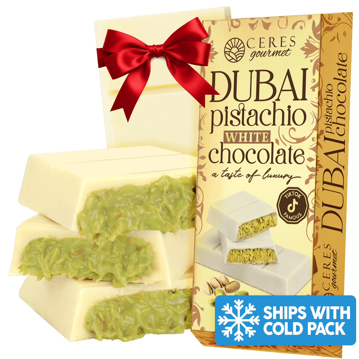 3.5 oz White Dubai Chocolate Bar - Gift-Ready pack image