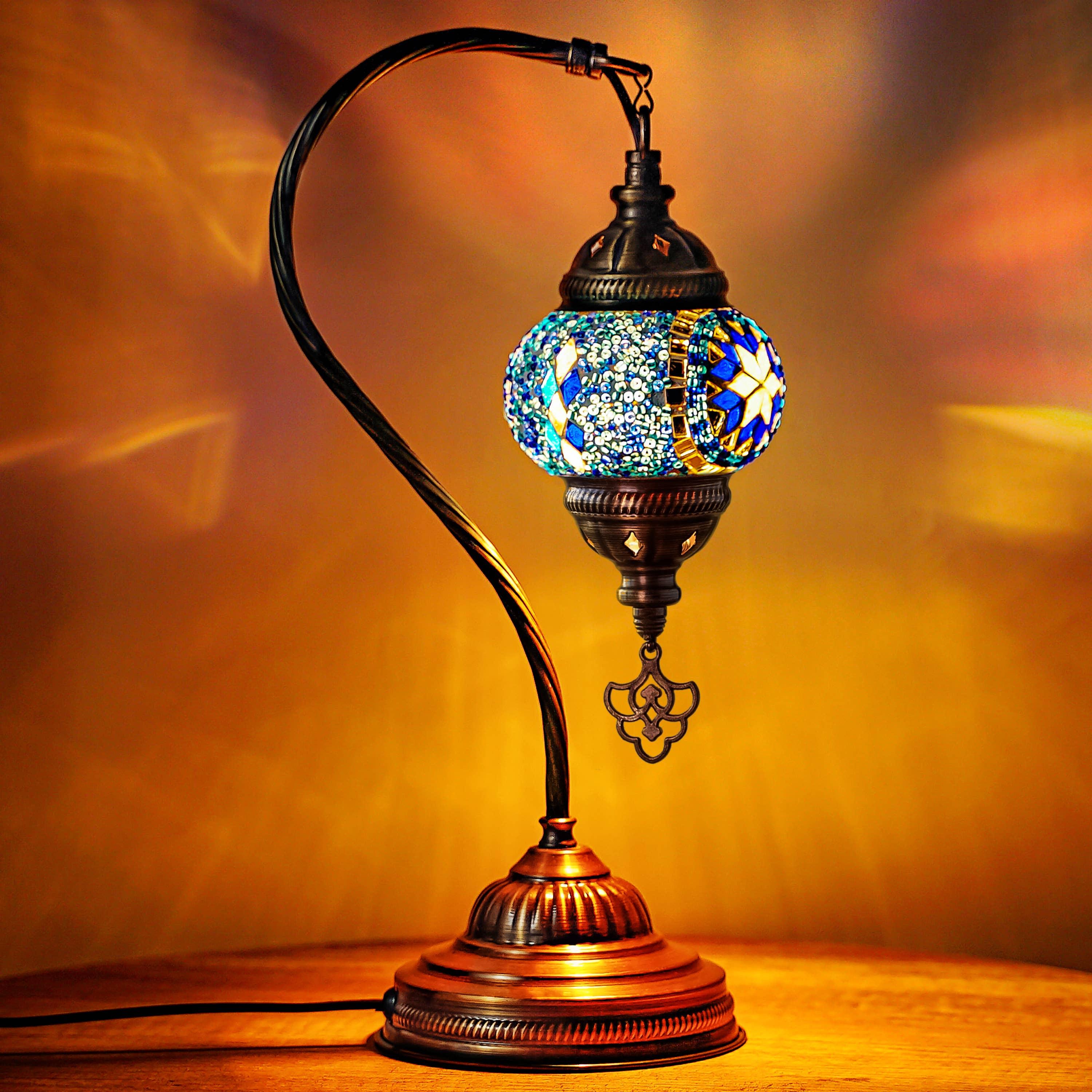 Turkish Mosaic Lamp Blue Handmade Moroccon Lamp Decorative image