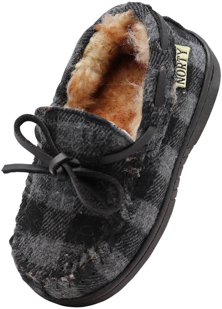 NORTY Tod Boys 6-10 Grey Plaid Slippers 16981 Prepack image