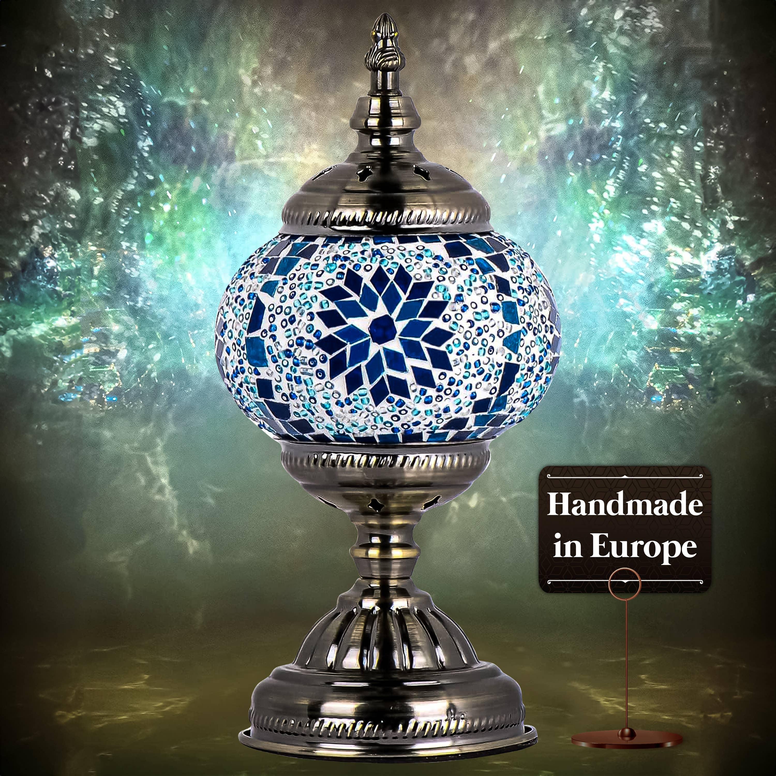 Turkish Moroccan Mosaic Desk Lamp Blue Handcrafted image
