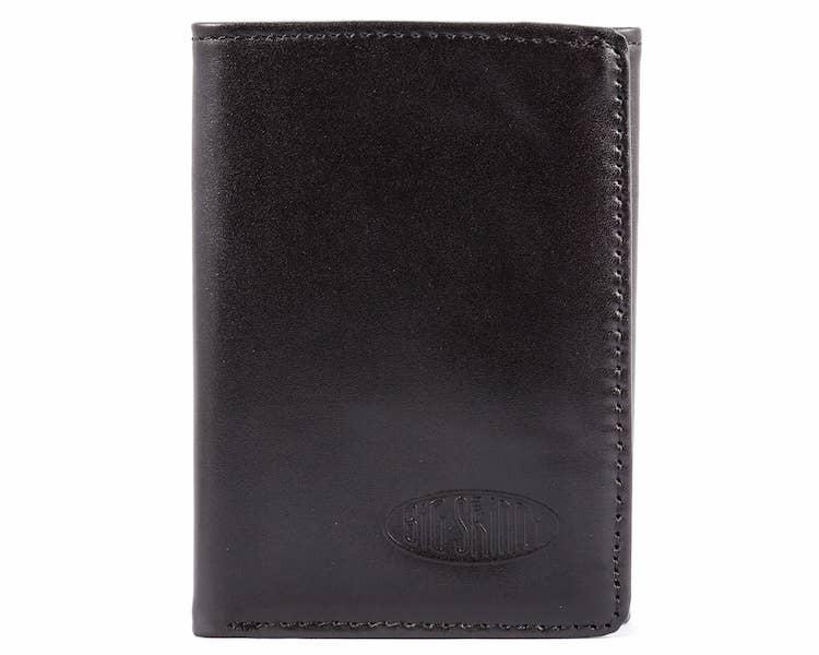 RFID Blocking Leather Trifold Wallet - Black