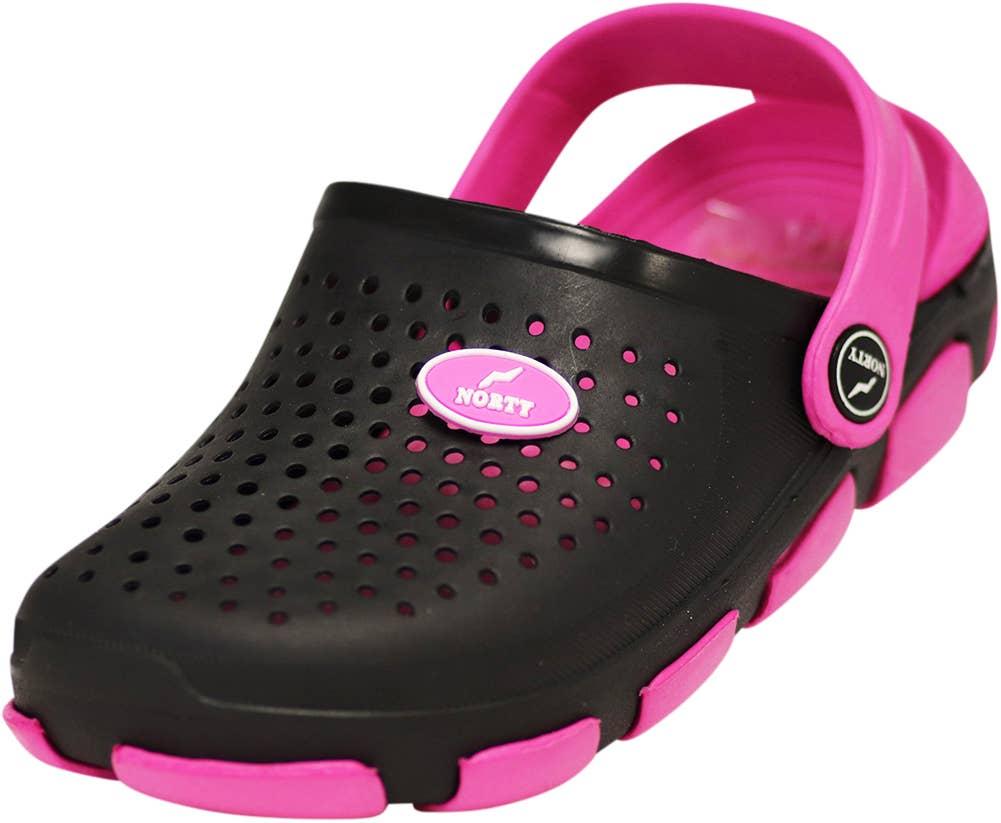 Norty TODDLER GIRL SIZES 6-11 CLOG FUCHSIA BLACK Prepack image