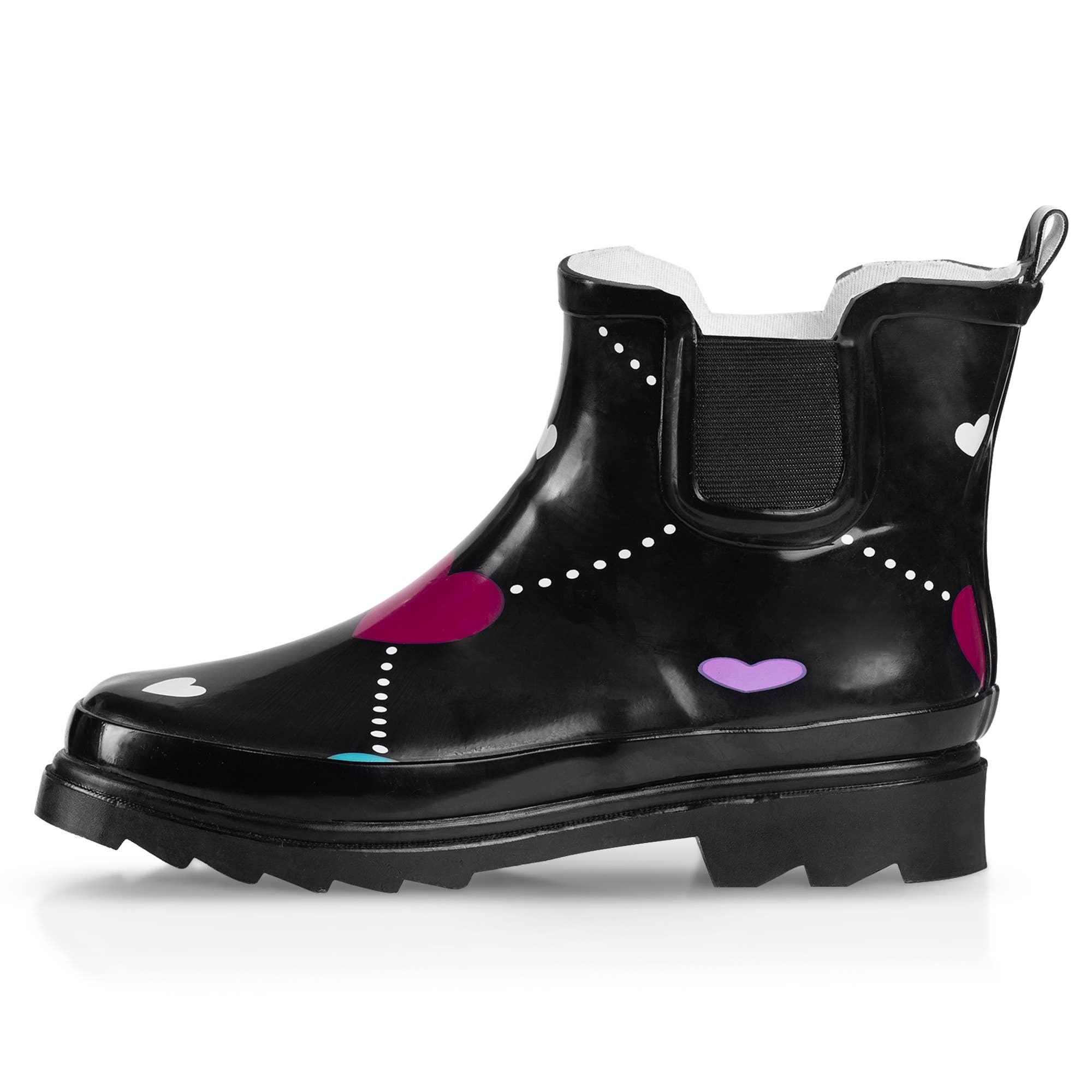 Norty Women 6 Chelsea Ankle Rain Boot Argyle Heart Prepack image