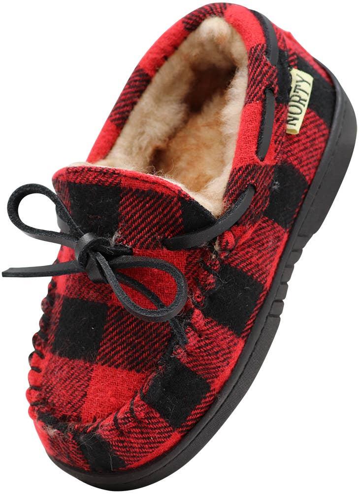 NORTY Tod Boys 6-10 Red Plaid Slippers 16980 Prepack image