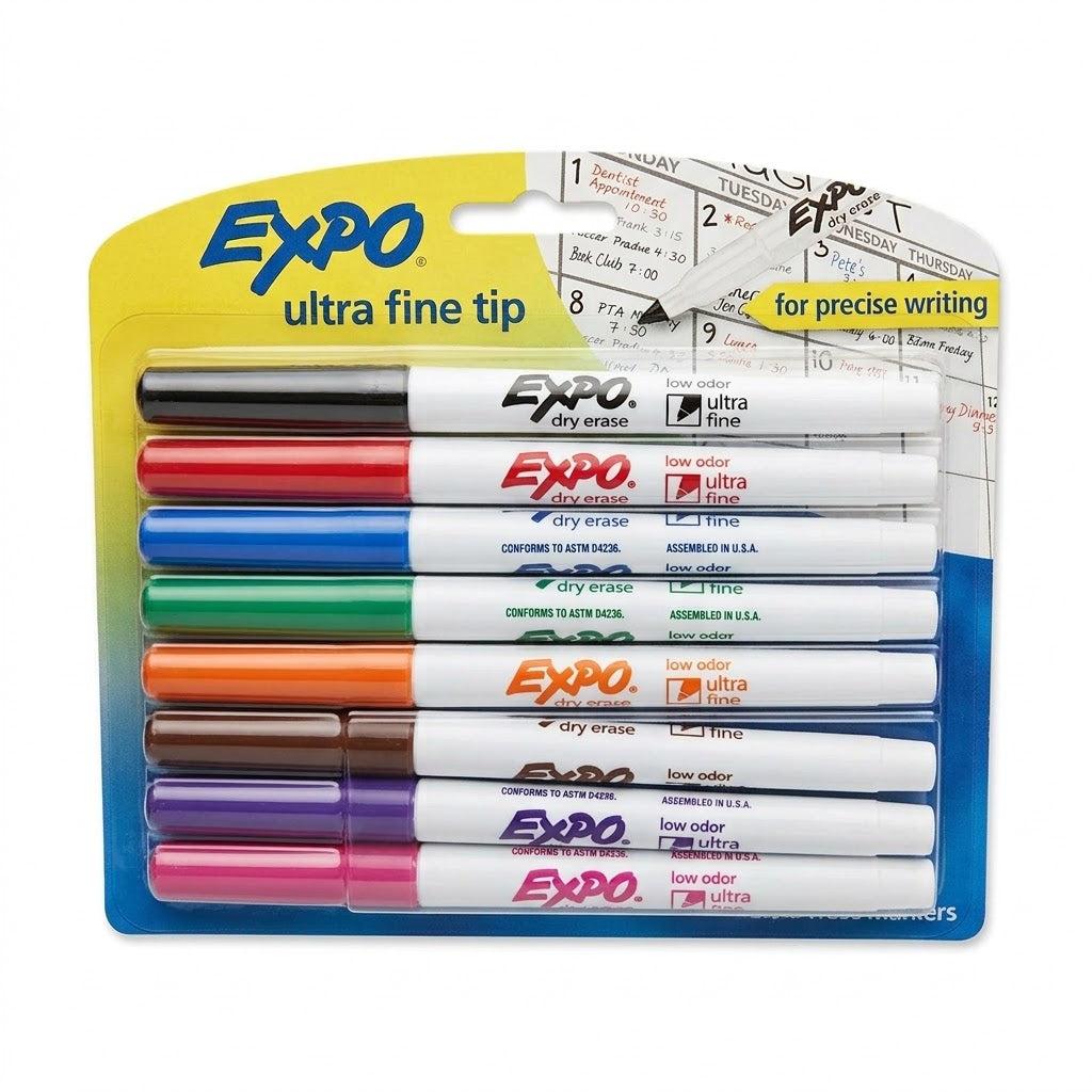 EXPO Low Odor Dry Erase Markers, Ultra Fine Tip, Assorted Colors, 8 Count, Wholesale image