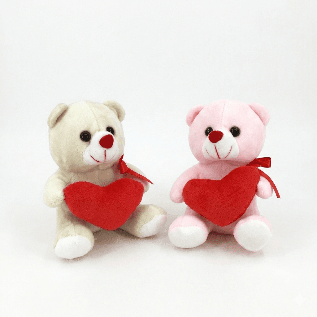 6 Inch Valentine Teddy Bears, Pink & Cream, Wholesale image