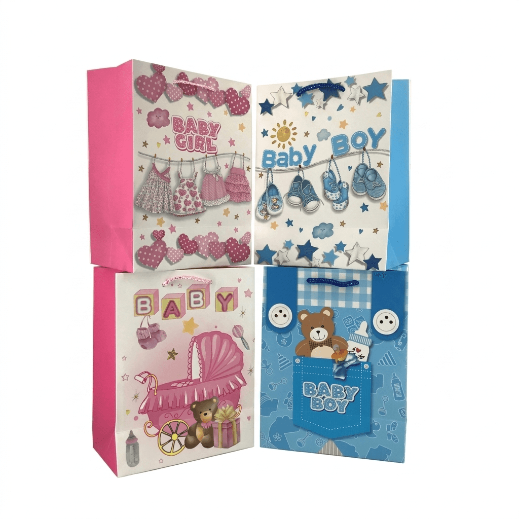 Baby Shower Gift Bags, 9 Inch x 7 Inch x 4 Inch, Wholesale