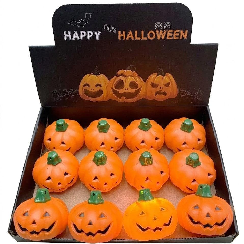 PartyRite 3.5 Inch Mini LED Jack-o'-Lantern Pumpkin Lights, Batteries Included, Counter Display Tray, Wholesale image