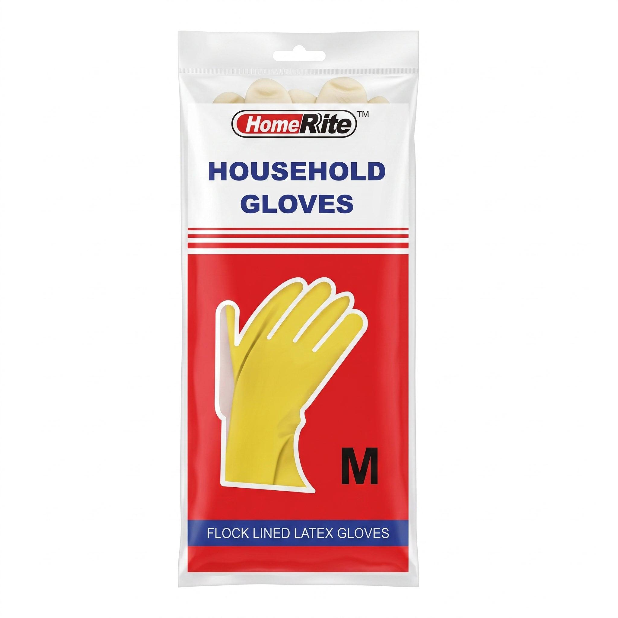 HomeRite Yellow Flock-Lined Latex Household Gloves – Medium, Wholesale image