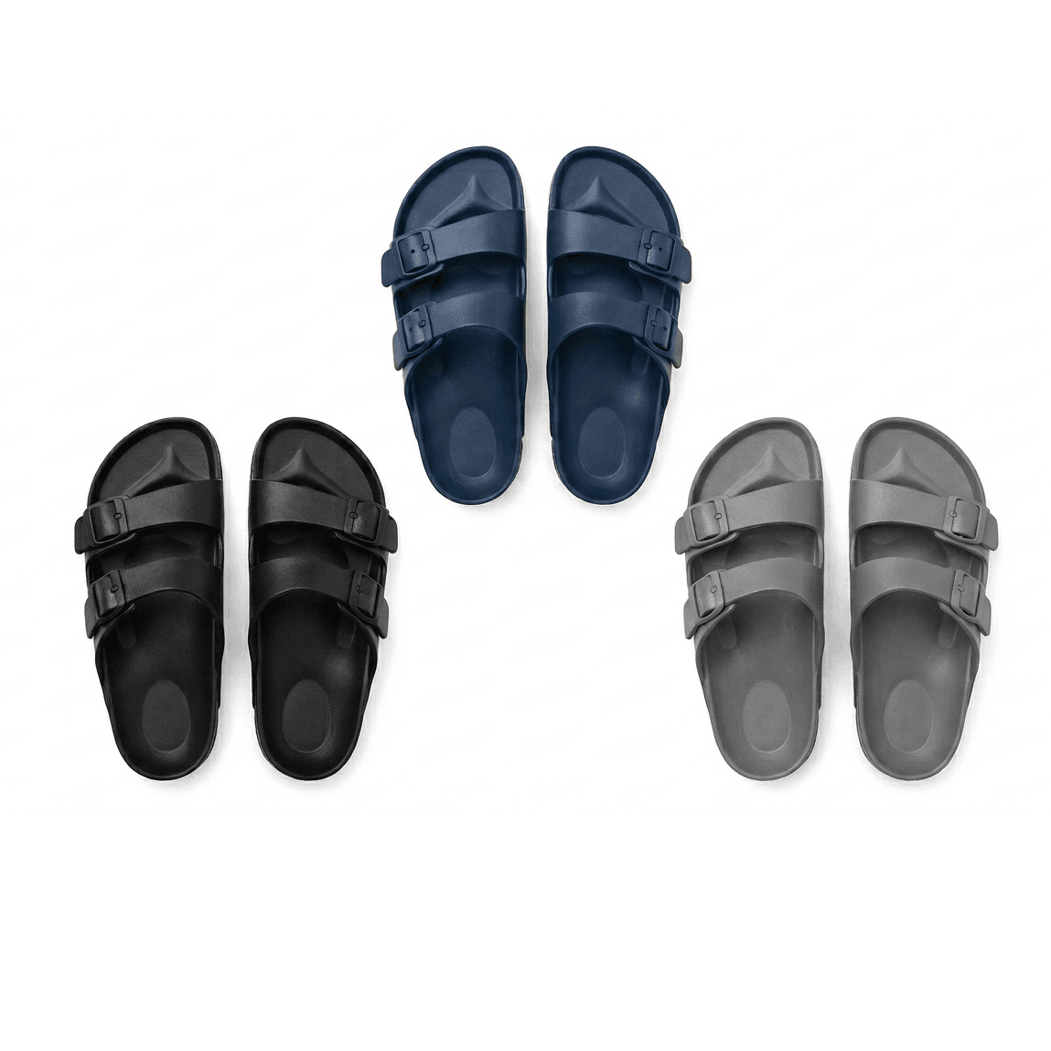 Unisex Double Strap EVA Slide Sandals, Sizes 7-11, Wholesale image