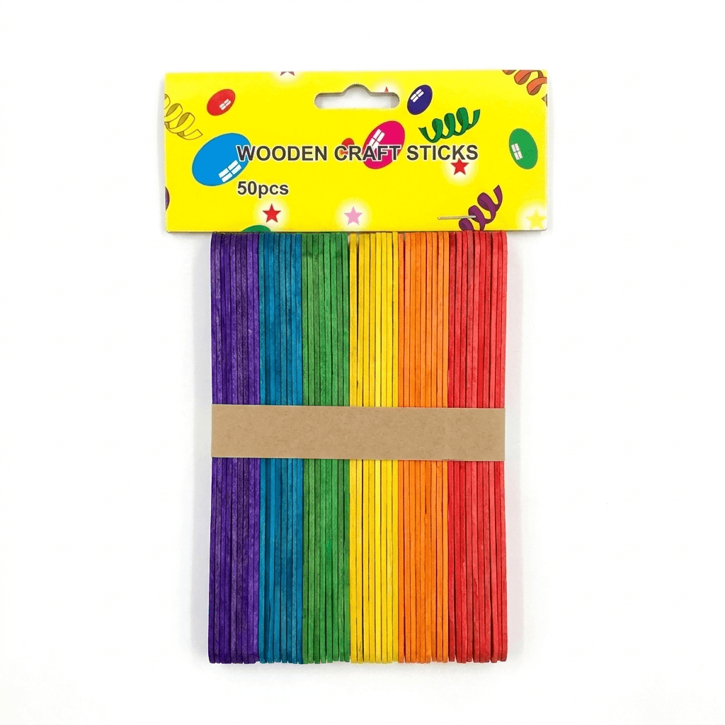 6 Inch Colorful Wooden Craft Sticks 50-Count, Wholesale image