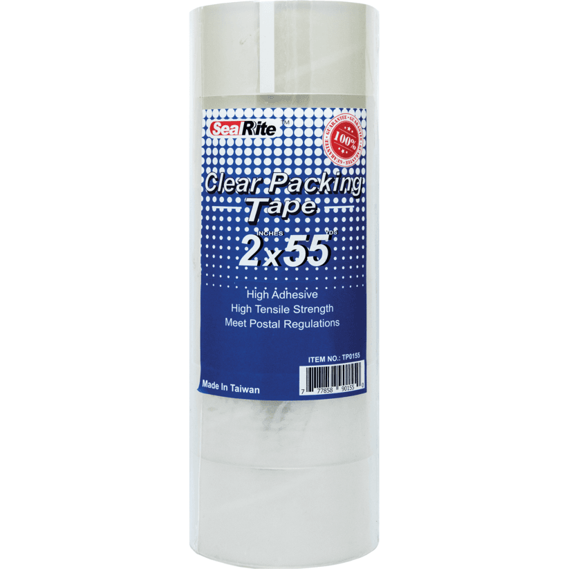 SealRite Clear Packing Tape, 6-Pack, 2 Inch x 55 yd, Wholesale