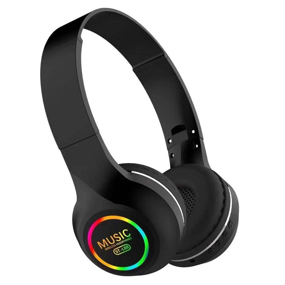Wireless Bluetooth Headphones with LED Light, Over Ear Foldable Gaming Headset with Built-in Microphone 1FM 1SD Card Slot, High-Fidelity Sound for Universal Cell Phone and Bluetooth Device BTEP-HDSET-L68 image