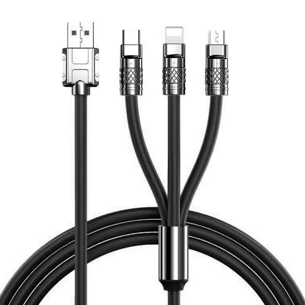 4ft / 1.2m 3 in 1 Multi Charger Cable Data Sync Cord with 3 different port Lighting/Type-C/Micro image