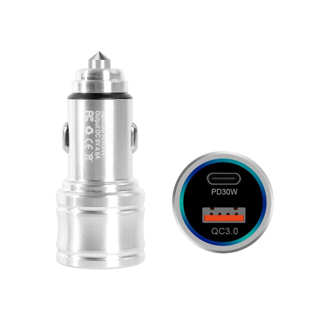Car Charger Automobile Cigarette Adaptor, Dual Port USB-C PD 30W + USB-A QC 3.0 Fast Charging image