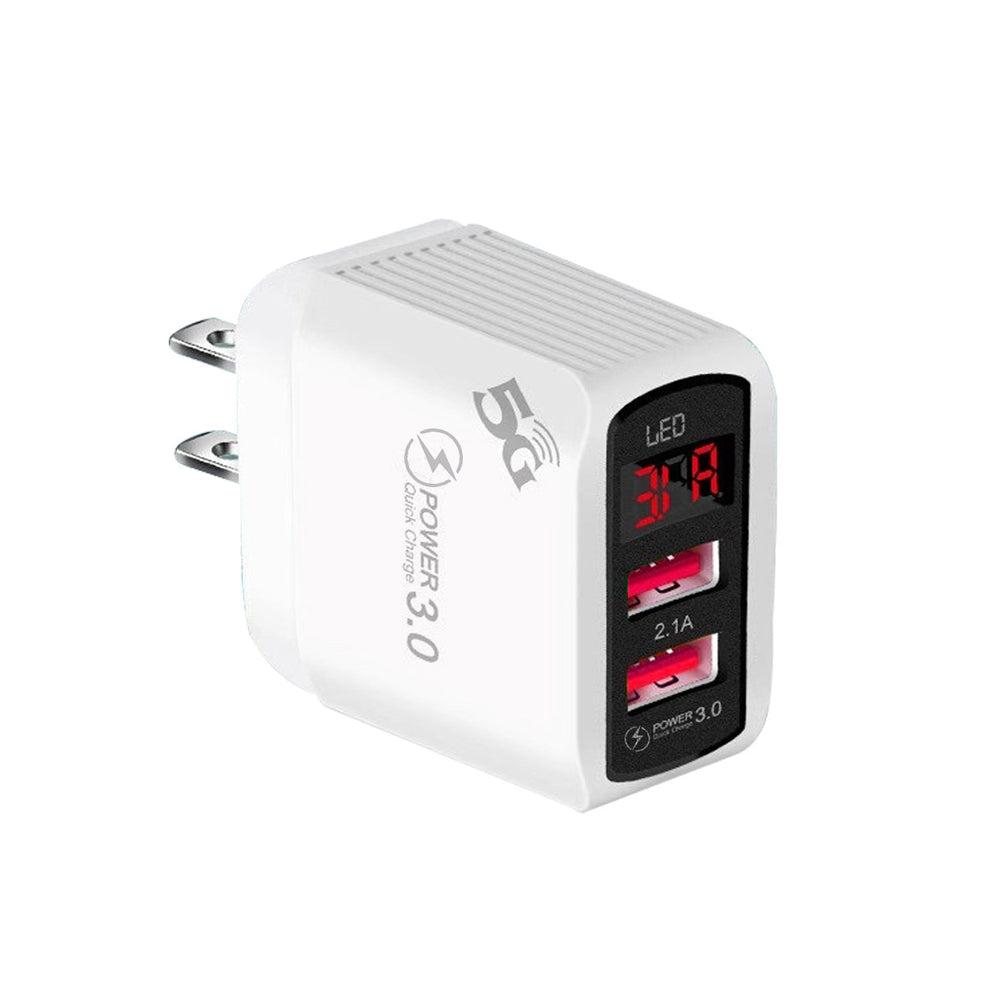 Dual USB Port Wall Charger Home Power Adapter Cube with LED Digital Display A Grade image